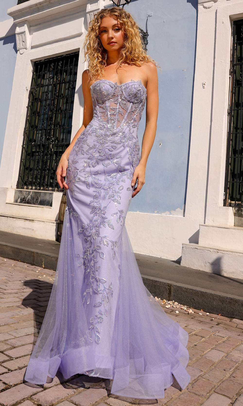 Nox Anabel G1258 - Strapless Sequin Lace Evening Dress Special Occasion Dresses 