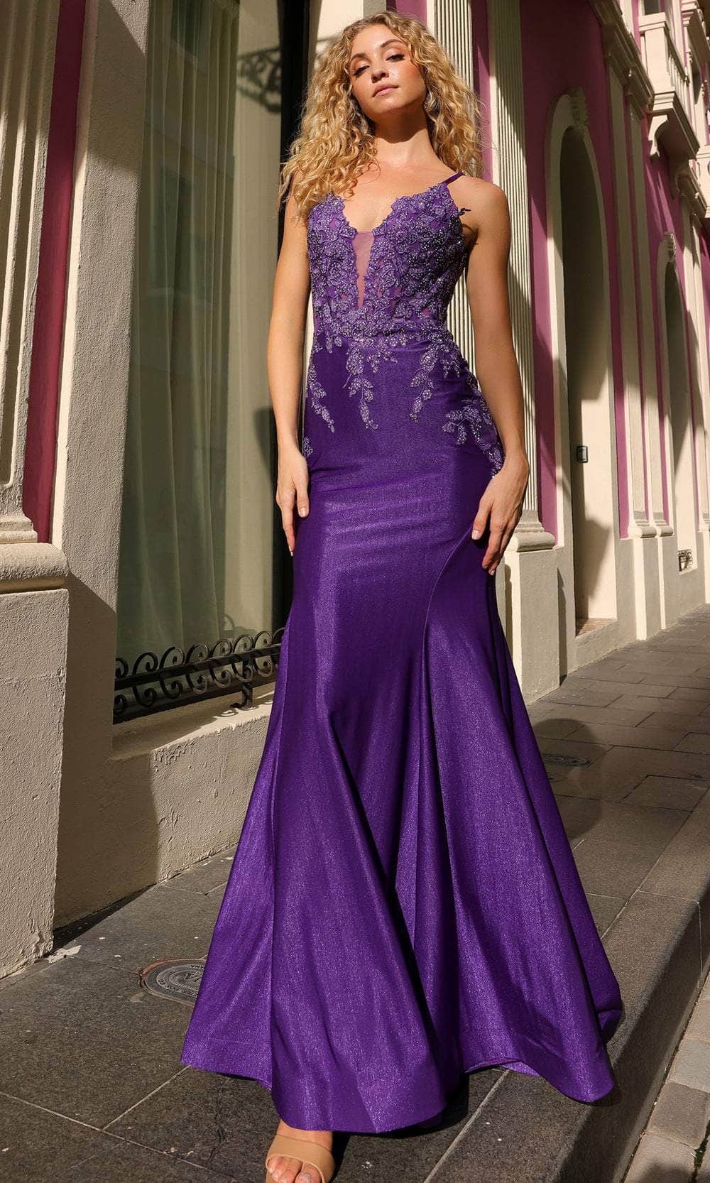Nox Anabel G1364 - Trailing Lace Prom Dress Special Occasion Dress 0 / Plum