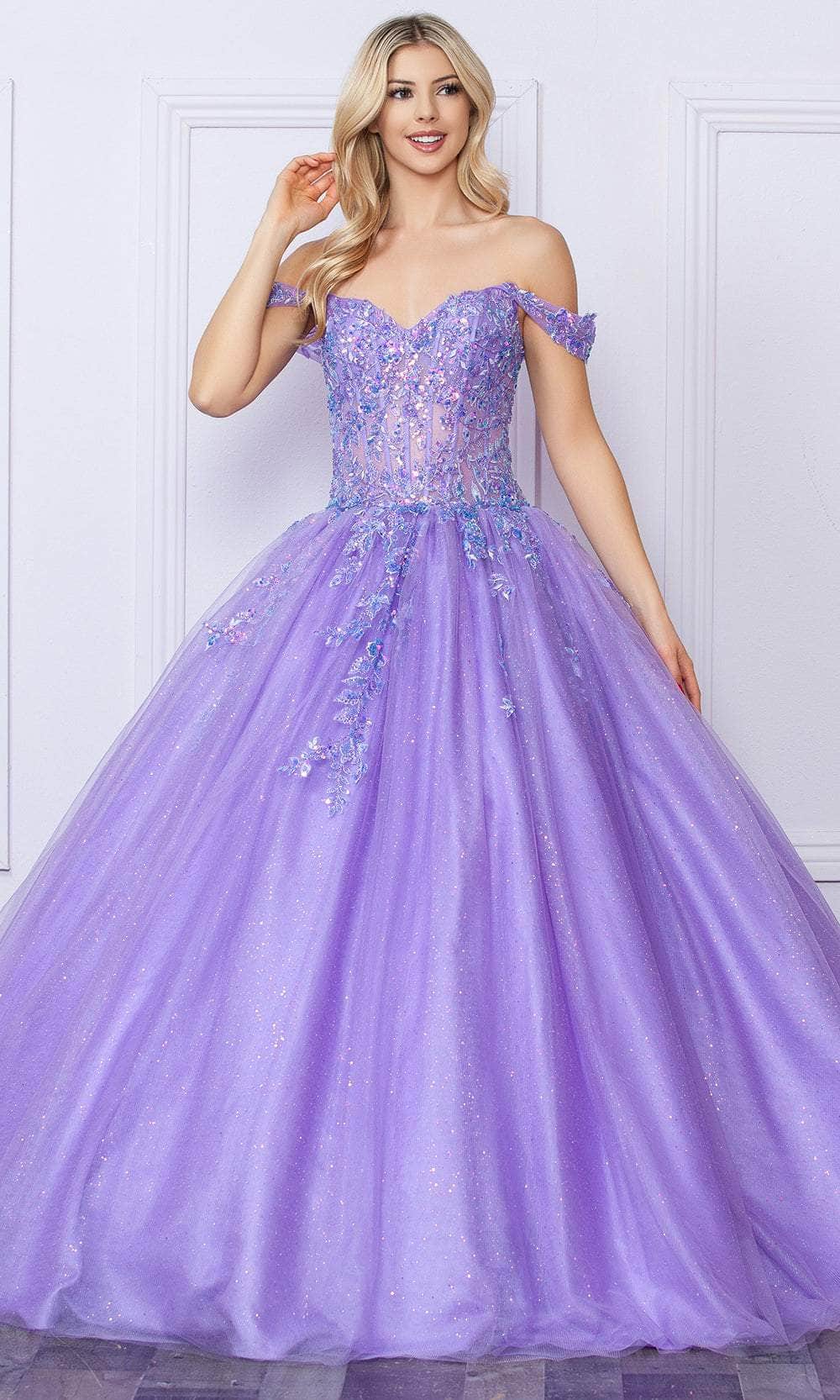 Nox Anabel H1349 - Beaded Corset Bodice Ballgown Ball Gowns 4 / Lavender