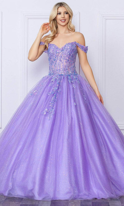 Nox Anabel H1349 - Beaded Corset Bodice Ballgown Ball Gowns 4 / Lavender