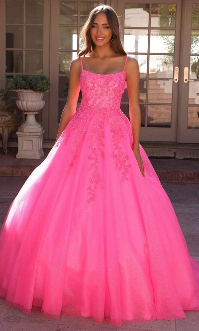 Nox Anabel H1464 - Glitter A-Line Prom Dress Special Occasion Dress 0 / Hot Pink