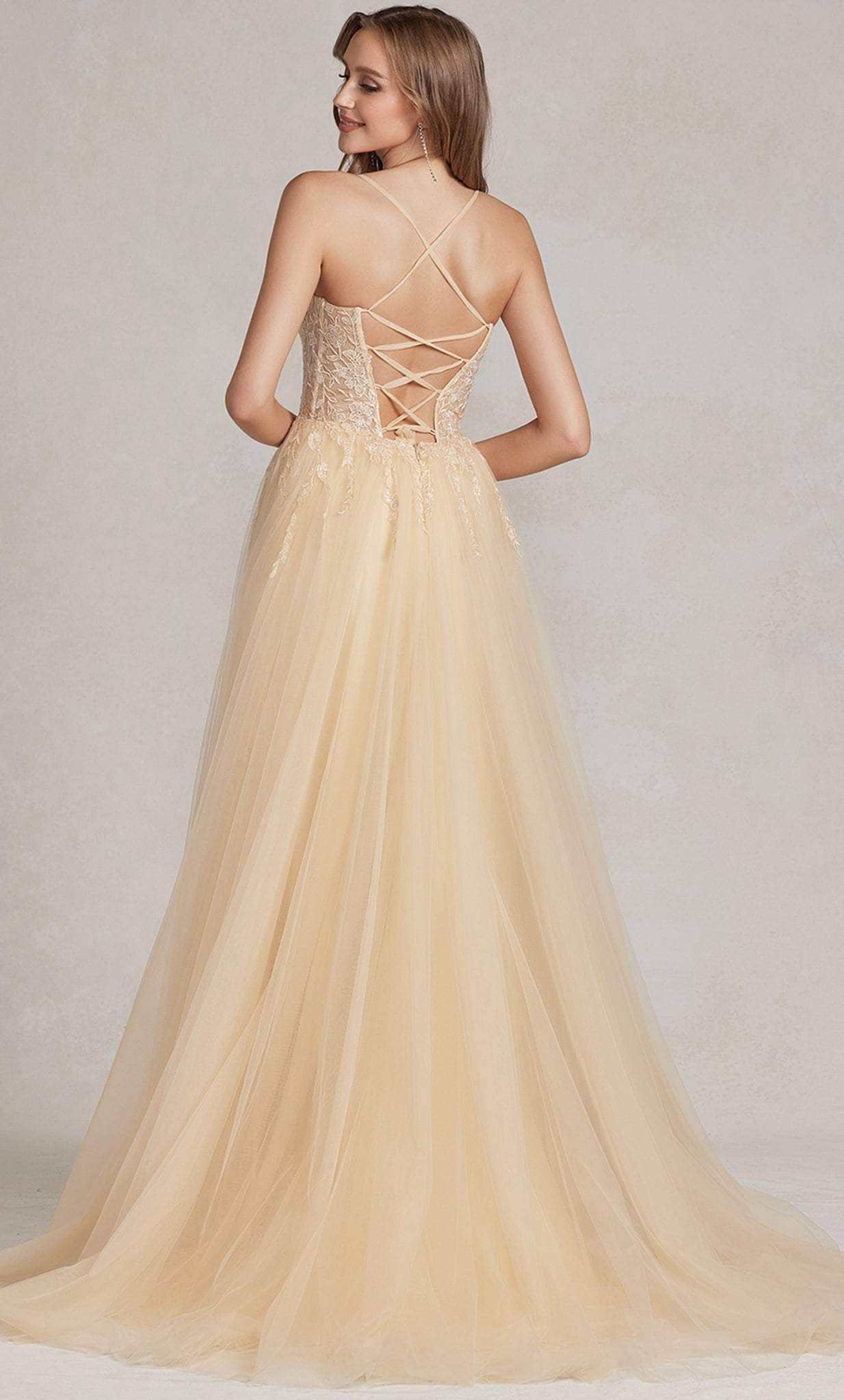 Nox Anabel J1089 - Sleeveless Sheer Embroidered Ballgown Ball Gowns