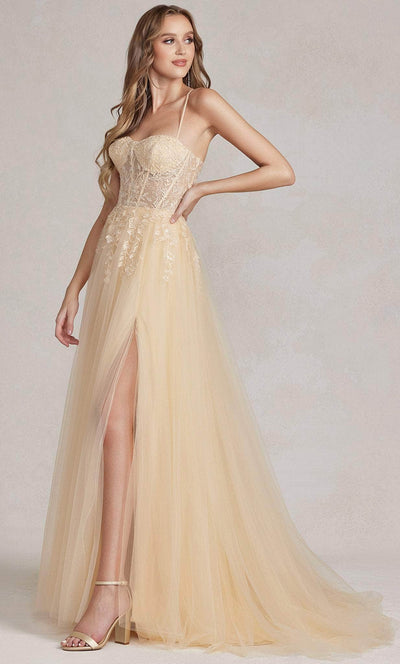 Nox Anabel J1089 - Sleeveless Sheer Embroidered Ballgown Ball Gowns