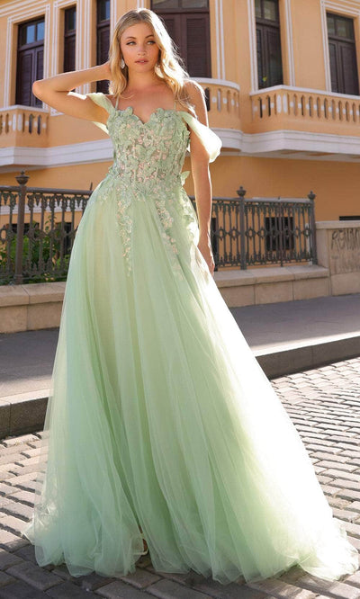Nox Anabel J1324 - Sweetheart Embellished Gown Prom Dresses 4 / Sage Green