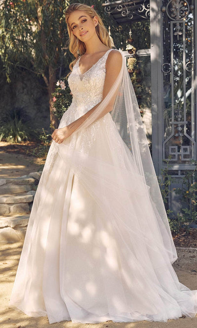 Nox Anabel JE947 - V Neck Bridal Gown with Shoulder Sash Wedding Dresses