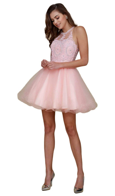 Nox Anabel Jewel Lace Applique A-Line Cocktail Dress B652 - 1 pc Blush in Size S Available CCSALE S / Blush
