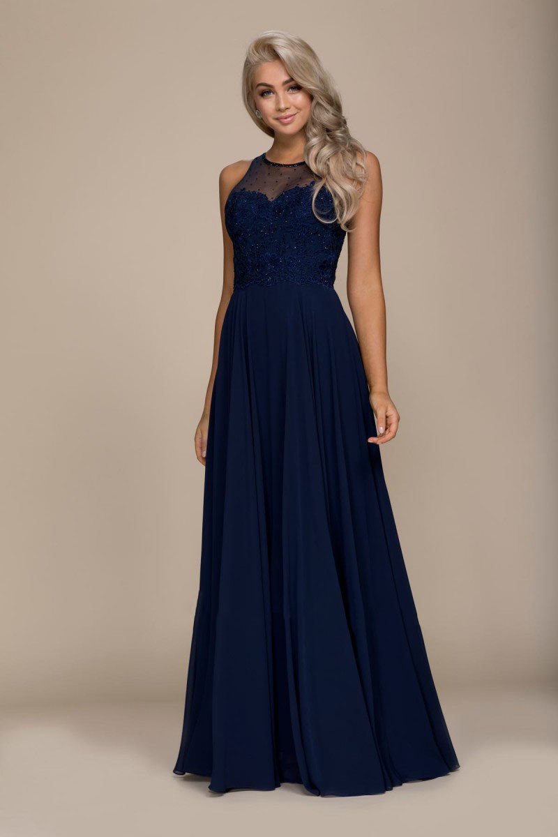 Nox Anabel Jeweled Lace Bodice Chiffon A-Line Evening Dress - 1 pc Burgundy In Size 2XL Available CCSALE 2XL / Burgundy