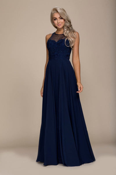 Nox Anabel Jeweled Lace Bodice Chiffon A-Line Evening Dress - 1 pc Burgundy In Size 2XL Available CCSALE 2XL / Burgundy