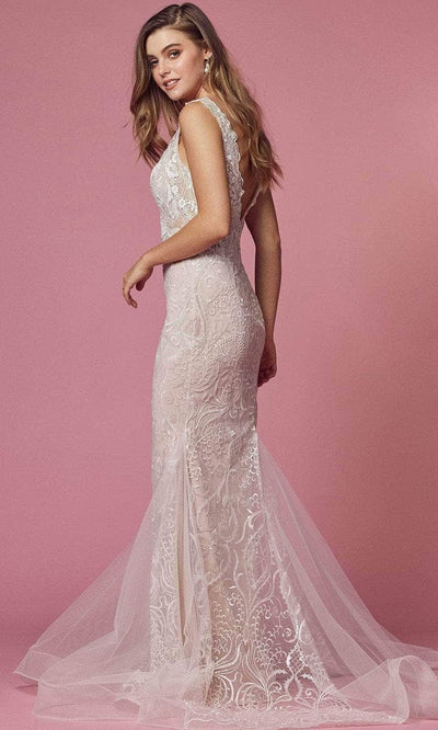 Nox Anabel JW909 - Lace Scalloped V-neck Wedding Dress Wedding Dresses