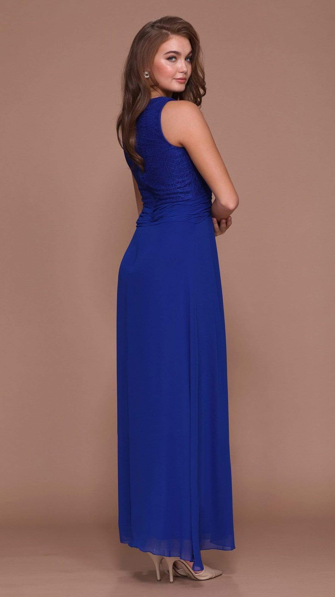 Nox Anabel - Lace V-Neck A-Line Dress 5140 - 1 pc Royal Blue in Size XL Available CCSALE XL / Royal Blue