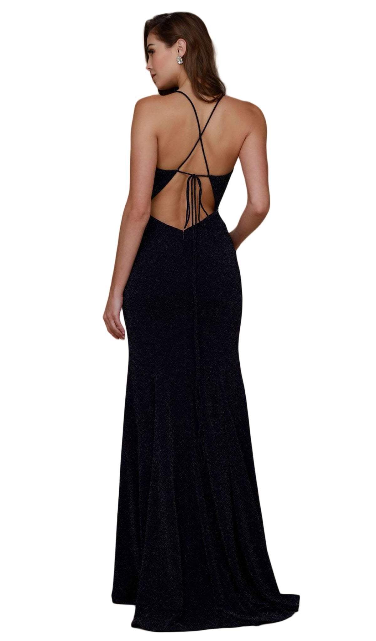 Nox Anabel - N160 Plunging V-Neck Strappy Low Cut Gown Special Occasion Dress