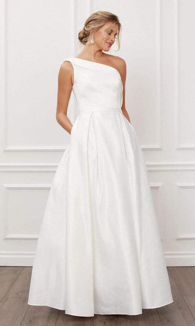 Nox Anabel - One Shoulder A-Line Evening Dress E469 - 1 pc White In Size 6 Available CCSALE 6 / White