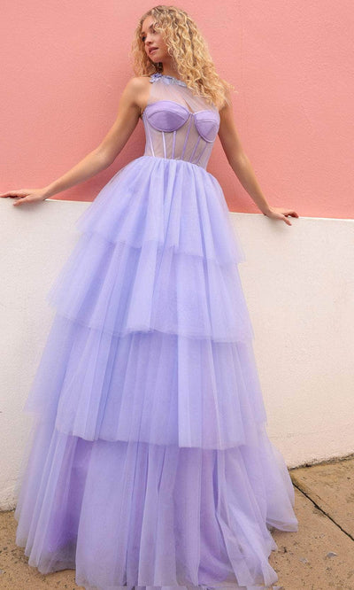 Nox Anabel P1400 - Corset Bodice A-Line Gown Prom Dresses 0 / Lilac