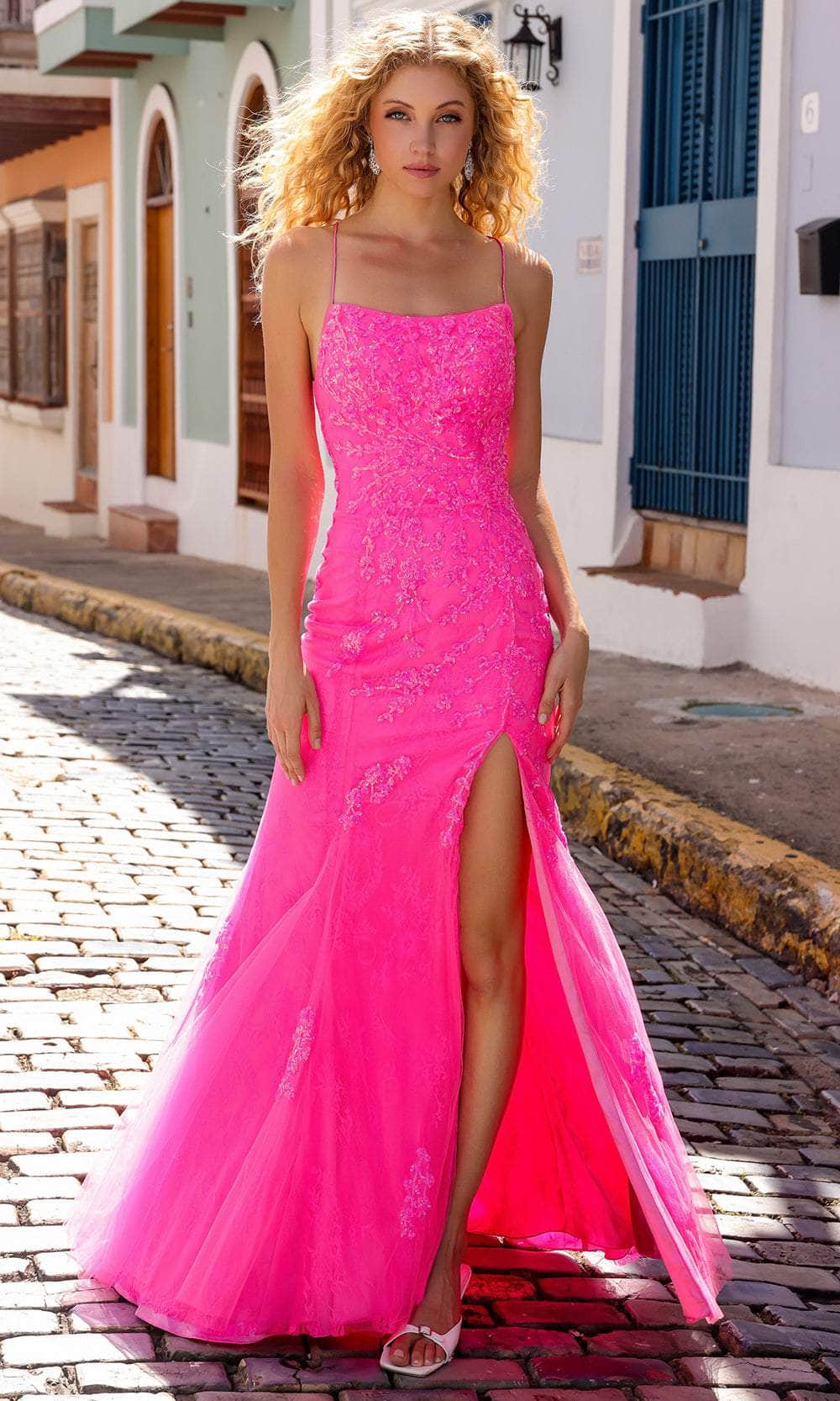 Nox Anabel P1401 - Sleeveless Embellished Prom Dress Special Occasion Dress 0 / Hot Pink