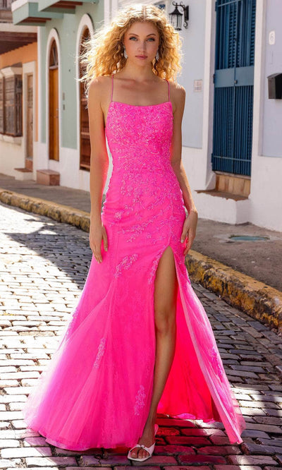 Nox Anabel P1401 - Sleeveless Embellished Prom Dress Special Occasion Dress 0 / Hot Pink