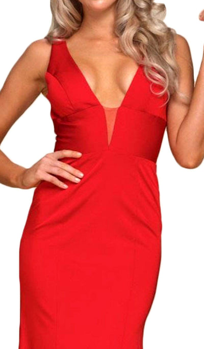 Nox Anabel - Q010 Plunging V-neck Sheath Dress Special Occasion Dress