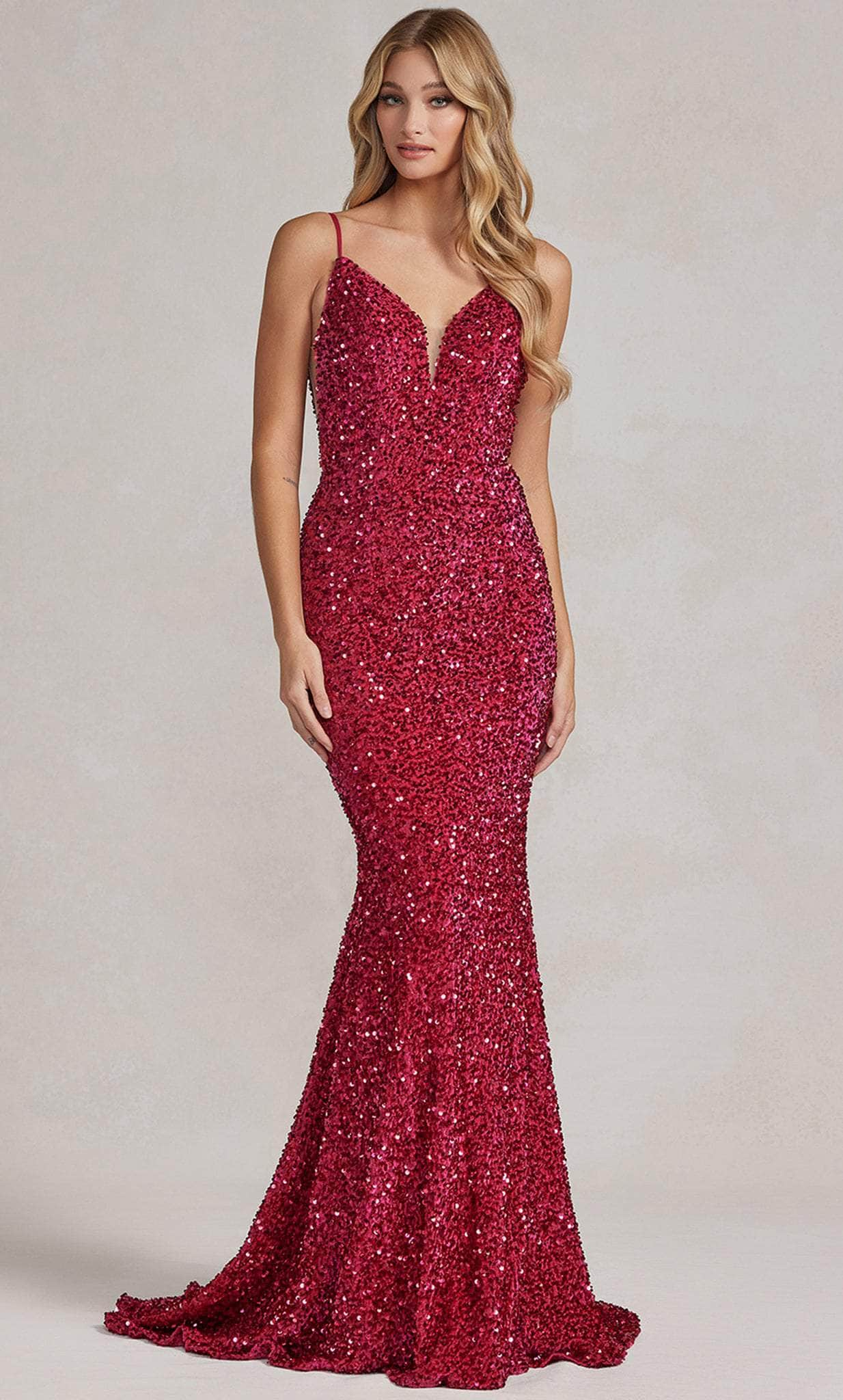 Nox Anabel R1071 - Sequin V-Neck Evening Dress Evening Dresses