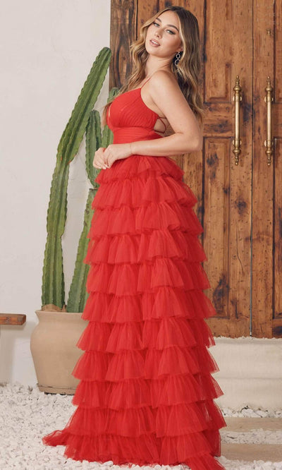 Nox Anabel R1240 - V-Neck Ruffled Evening Gown Special Occasion Dress