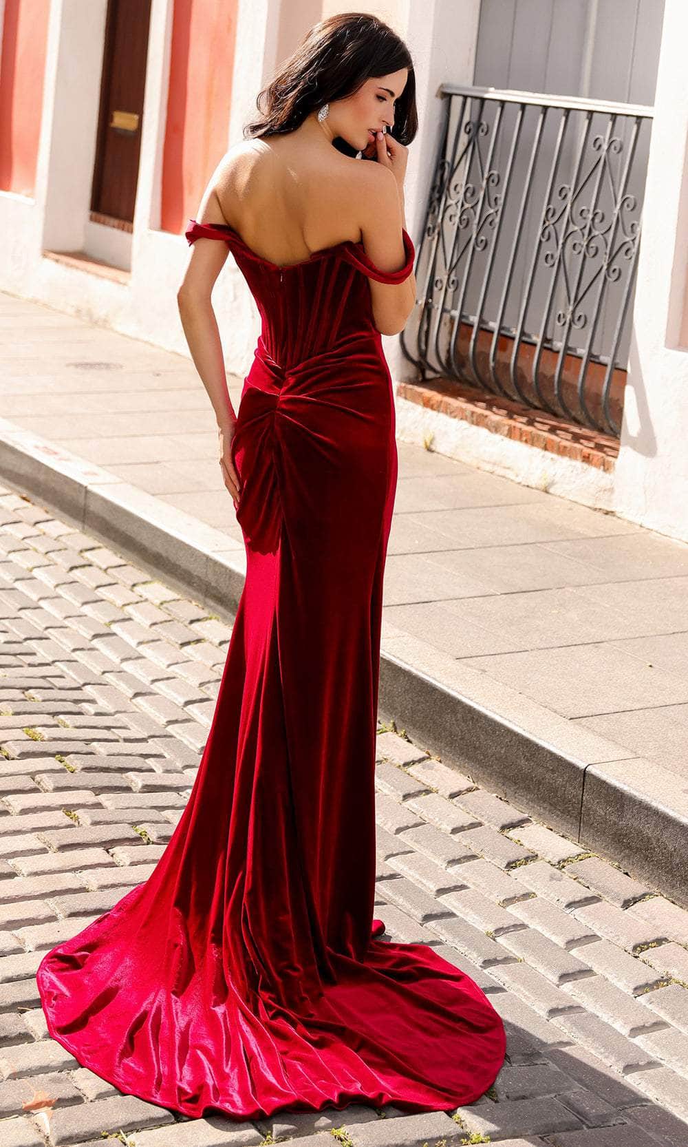 Nox Anabel R1244 - Off Shoulder Velvet Prom Dress Special Occasion Dresses 
