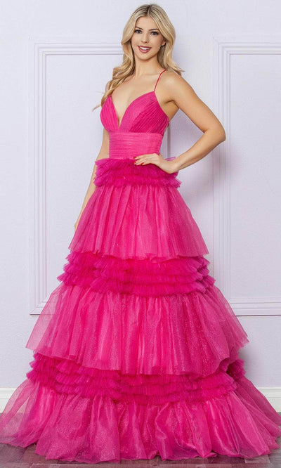 Nox Anabel R1316 - Deep V-Neck Tiered Prom Dress Special Occasion Dresses 