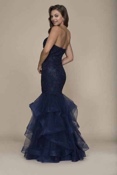 Nox Anabel Strapless Beaded Lace Tulle Mermaid Dress A054 - 1 pc Navy In Size M Available CCSALE M / Navy