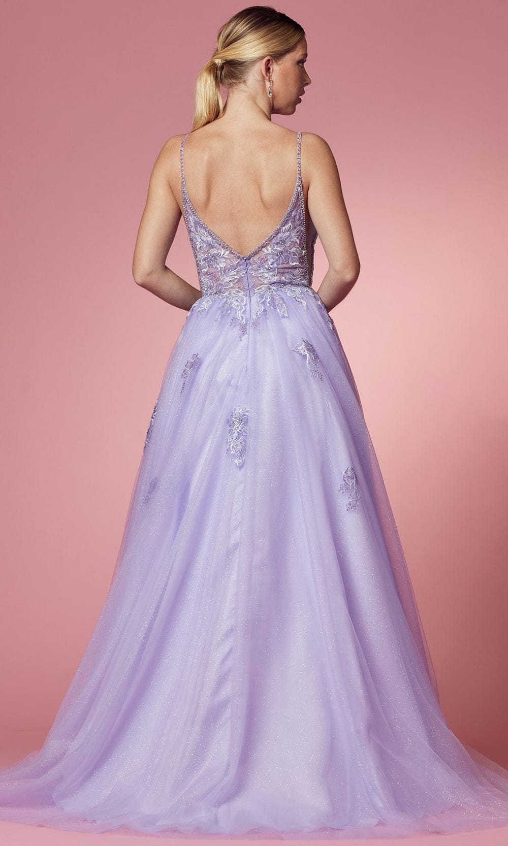 Nox Anabel T1012 - V-Neck Embellished Prom Gown Prom Dresses