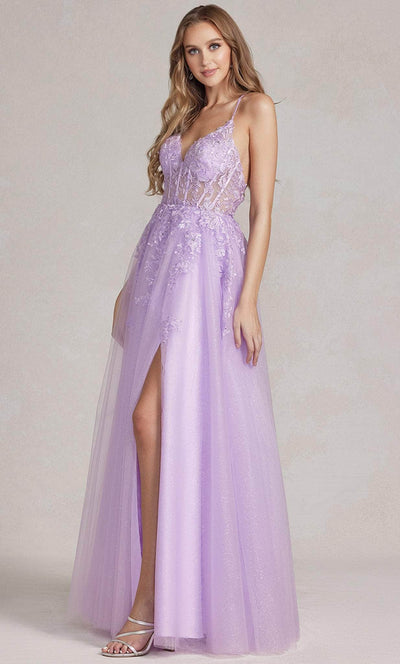 Nox Anabel T1081 - Sleeveless Lace Embroidered Prom Dress Prom Dresses 00 / Lilac