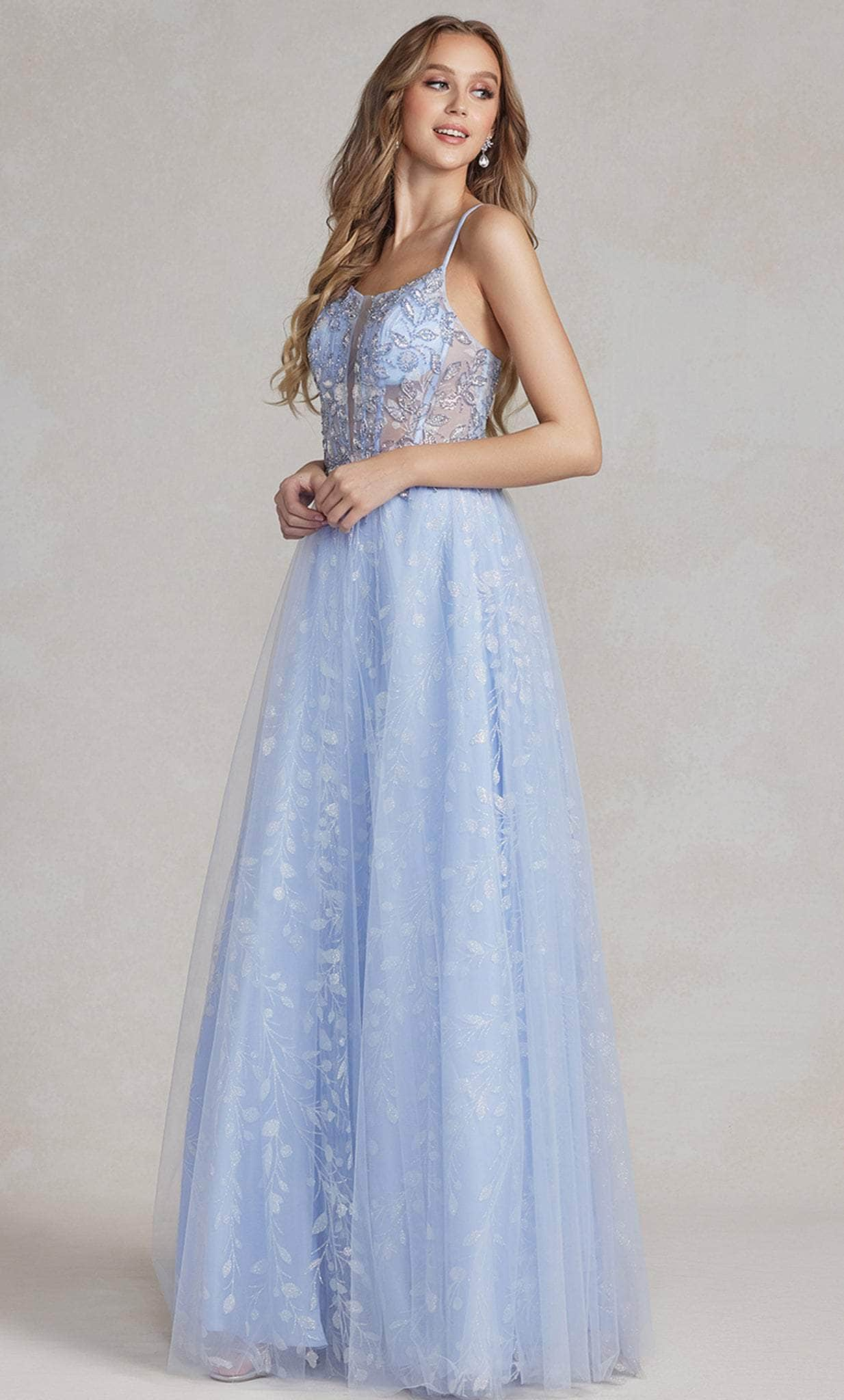 Nox Anabel T1084 - A-line Leaf-Motif Long Dress Evening Dresses