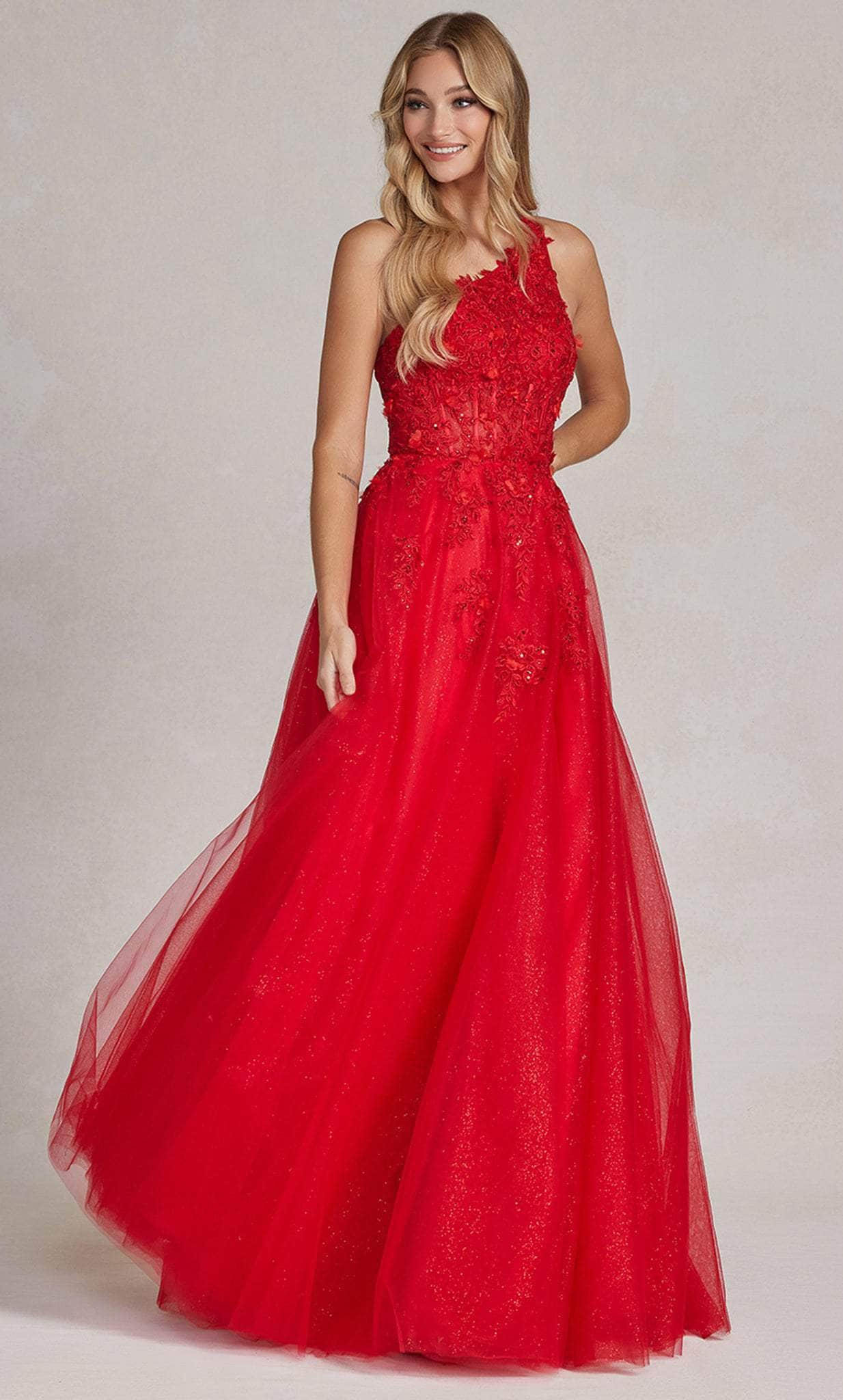 Nox Anabel T1143 - Lace Appliqued A-Line Prom Gown Prom Dresses