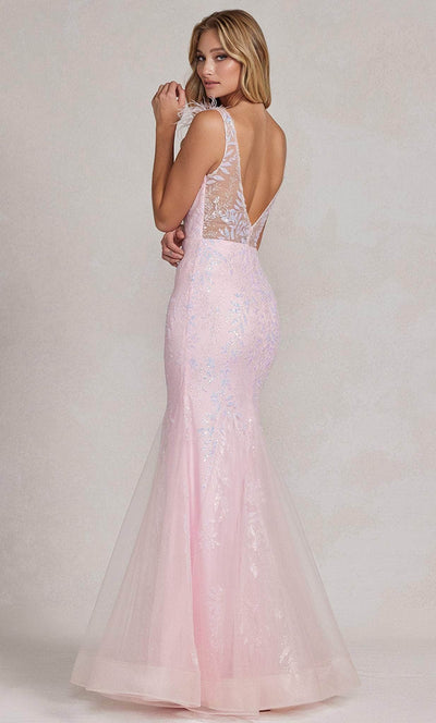 Nox Anabel T1208 - Sleeveless Feather Detailed Dress Prom Dresses