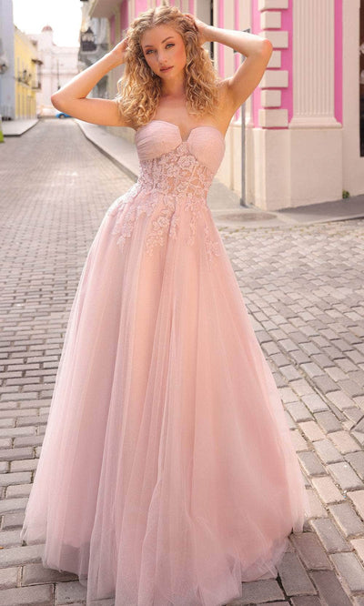 Nox Anabel T1326 - Sweetheart Appliqued Prom Dress Special Occasion Dress 4 / Light Mauve