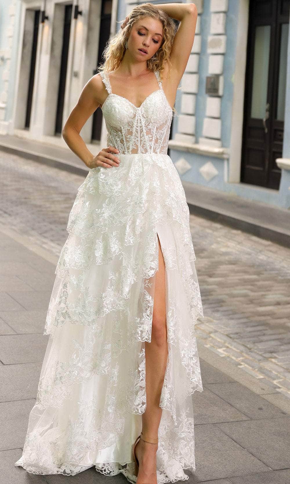 Nox Anabel T1335 - Lace Ornate Prom Dress Special Occasion Dress 0 / White