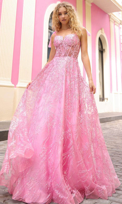 Nox Anabel T1336 - Sleeveless Sequin Embellished Ballgown Ball Gowns 0 / Hot Pink