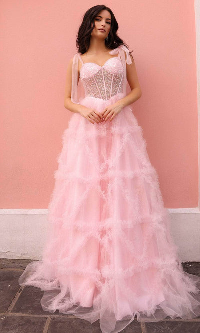 Nox Anabel T1340 - Tier Straps Ruffle Prom Dress Special Occasion Dress 0 / Blush