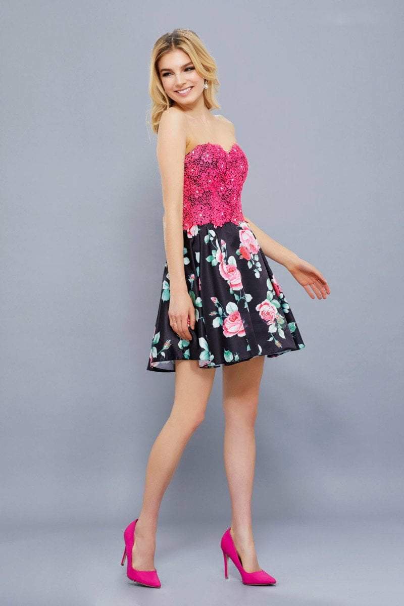 Nox Anabel Two-Piece Lace Corset Floral Cocktail Dress 6270 - 1 Pc. Floral Patterns in size XS Available CCSALE XS / Floral Patterns