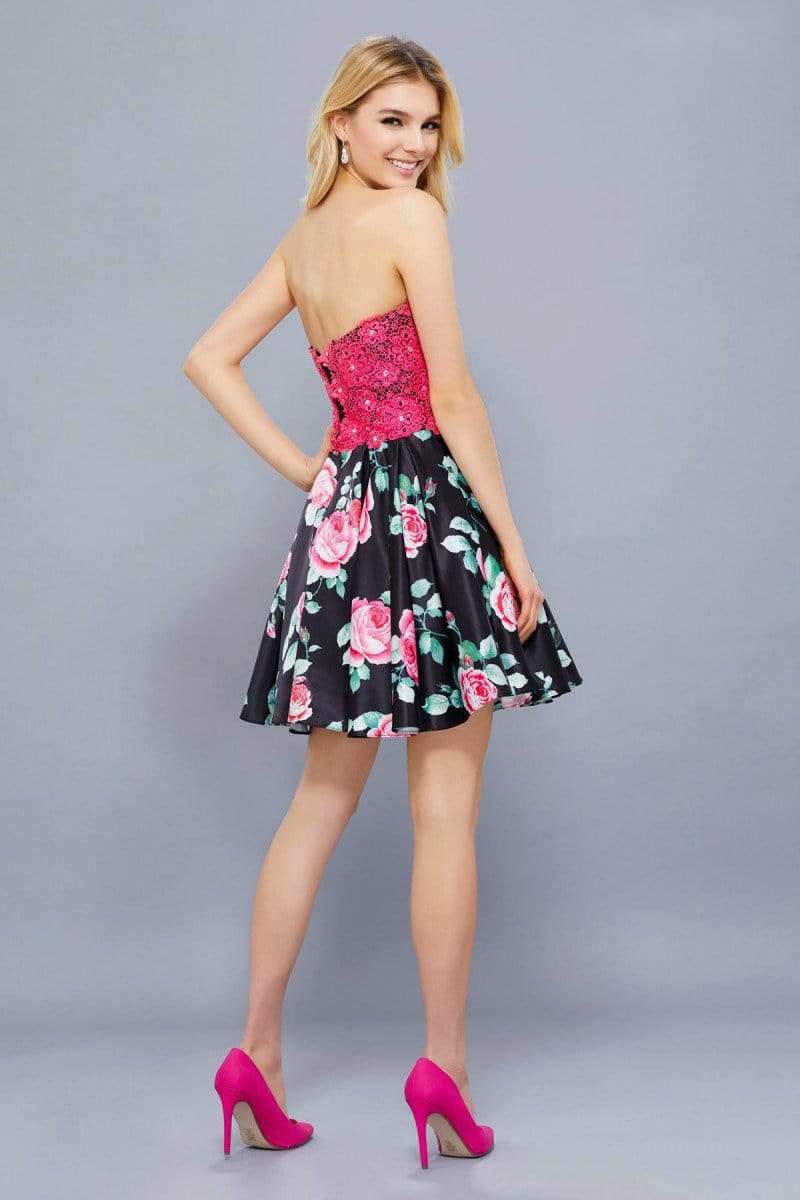 Nox Anabel Two-Piece Lace Corset Floral Cocktail Dress 6270 - 1 Pc. Floral Patterns in size XS Available CCSALE XS / Floral Patterns
