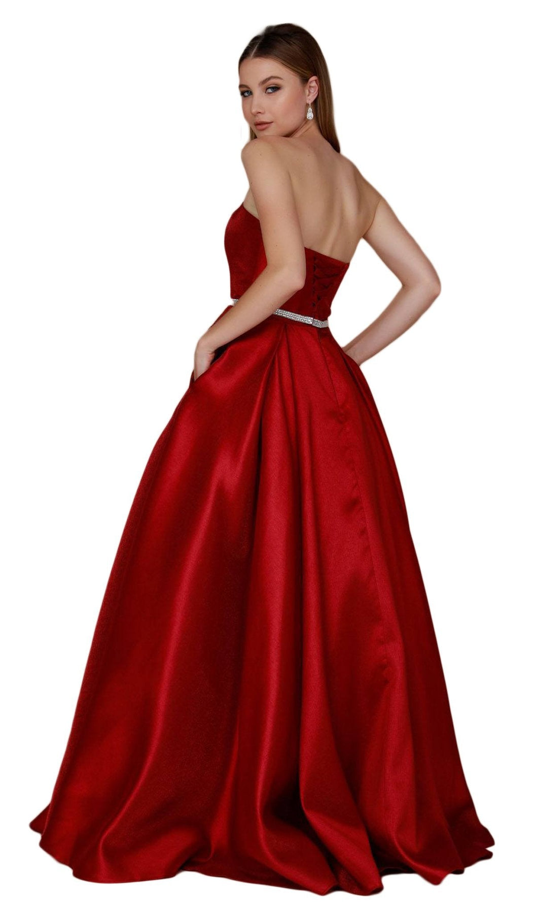Nox Anabel - Y154 Strapless Pleated A-Line Evening Gown Special Occasion Dress