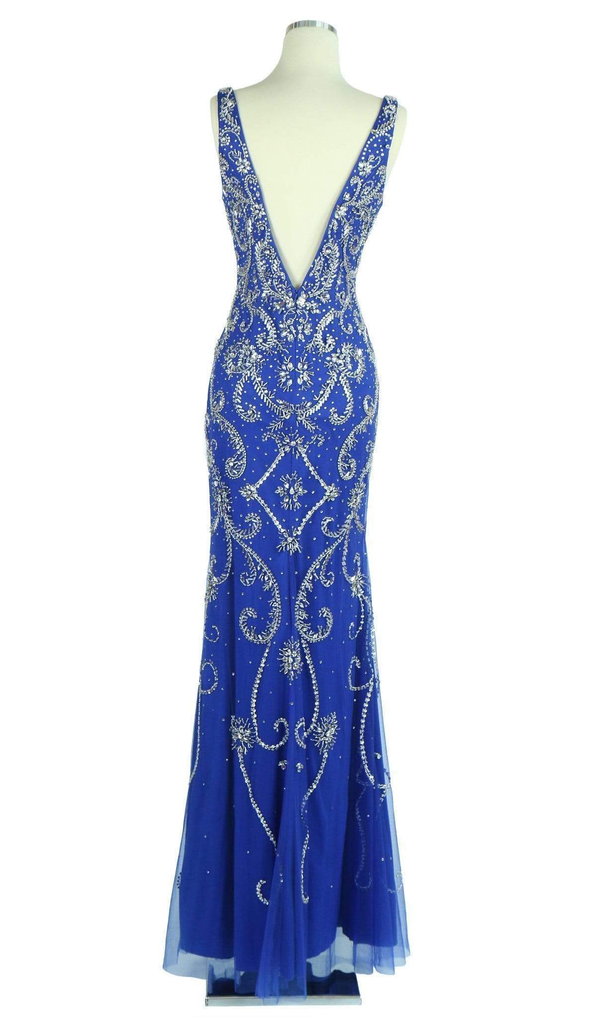 Ornate V-neck Fitted Evening Dress Dress