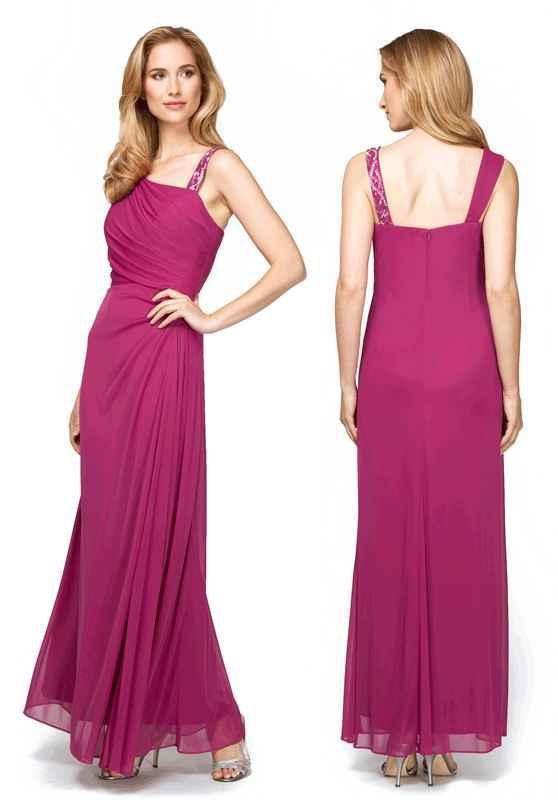 Alex Evenings - 132755 Asymmetrical Side Draped Evening Dress in Purple