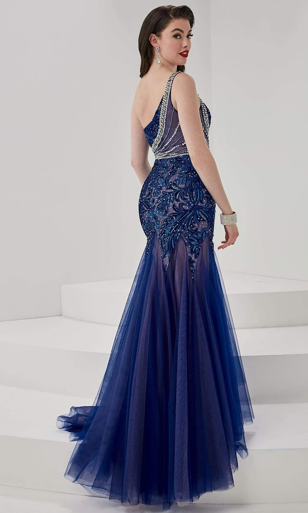 Panoply - 14066 Crystal Beaded Embroidered Velvet Trumpet Gown Evening Dresses