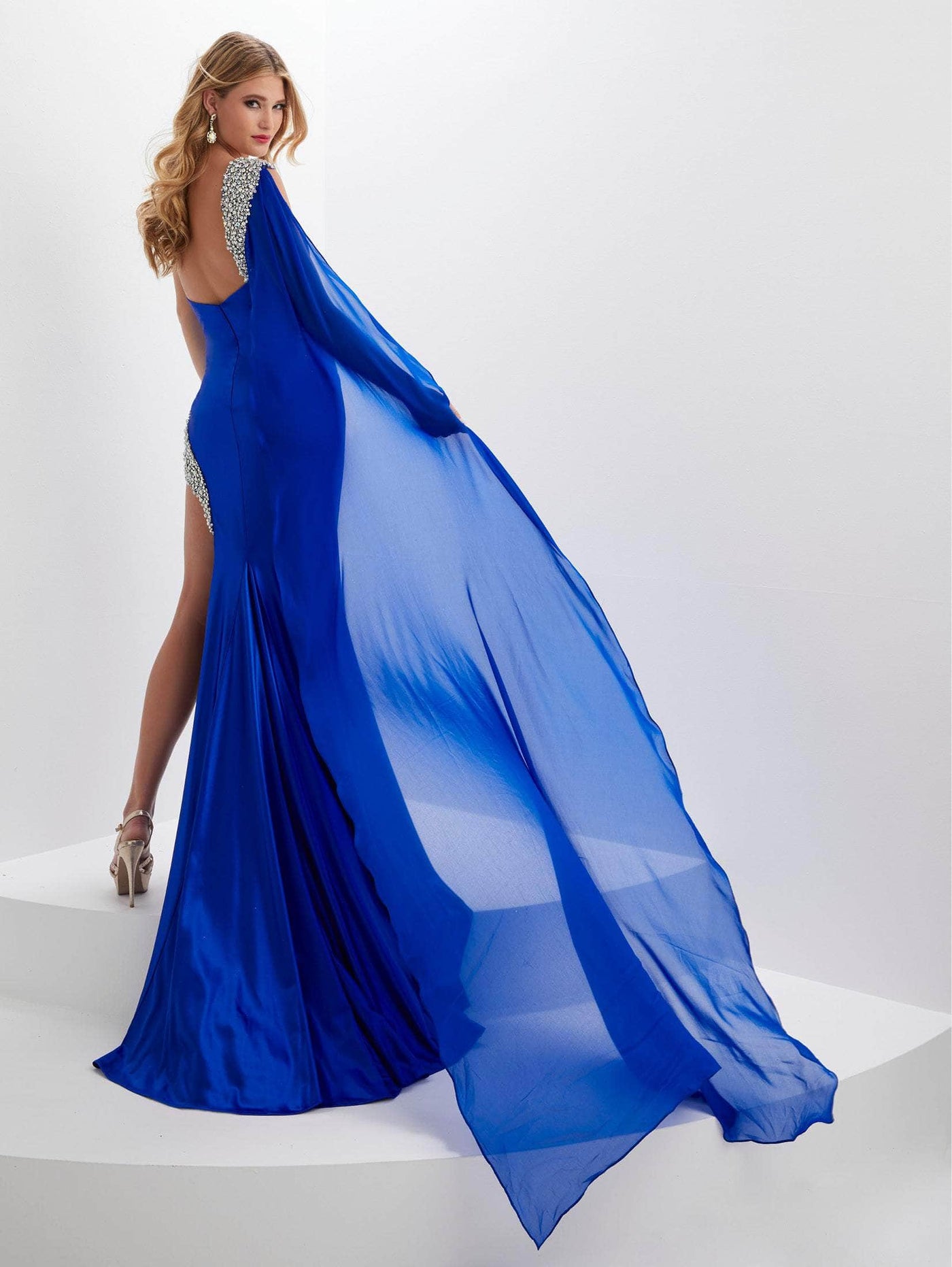 Panoply 14122 - Chiffon Cascade Evening Gown with Slit Pageant Dresses