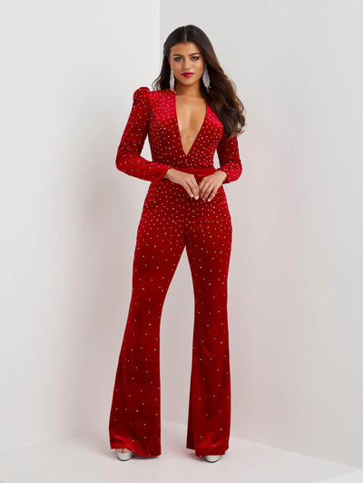 Panoply 14125 - Jeweled Velvet Evening Jumpsuit Special Occasion Dress