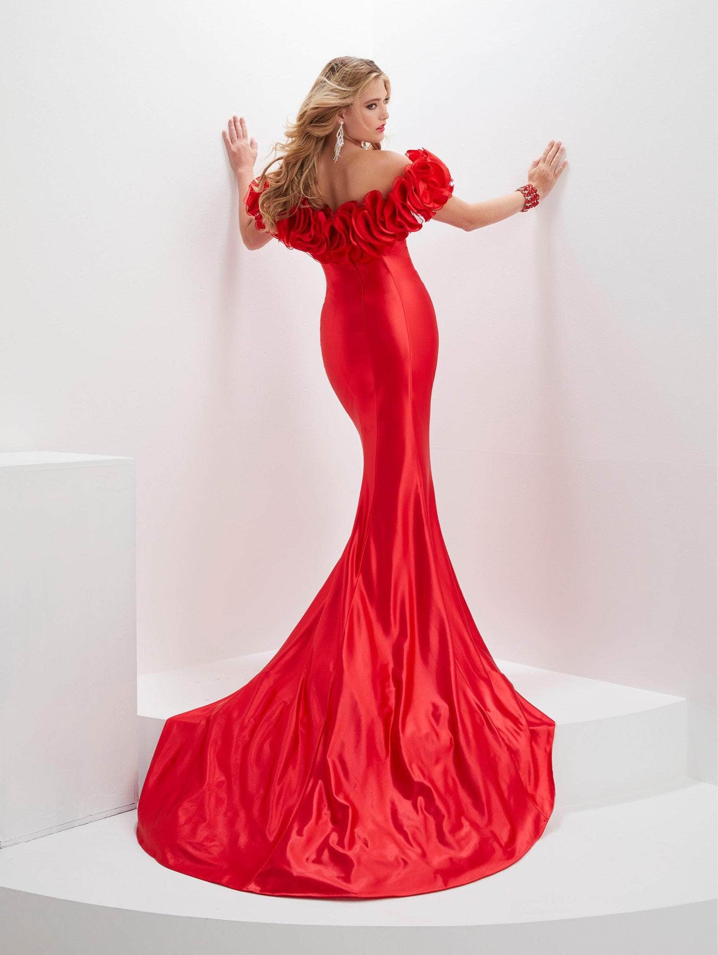 Panoply 14126 - Off Shoulder Ruffle Evening Gown Special Occasion Dress