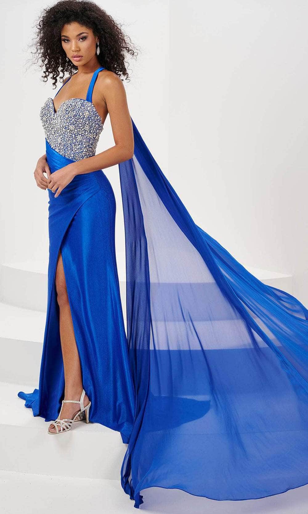 Panoply 14175 - Sweetheart Evening Gown with Slit Evening Dresses 0 / Royal