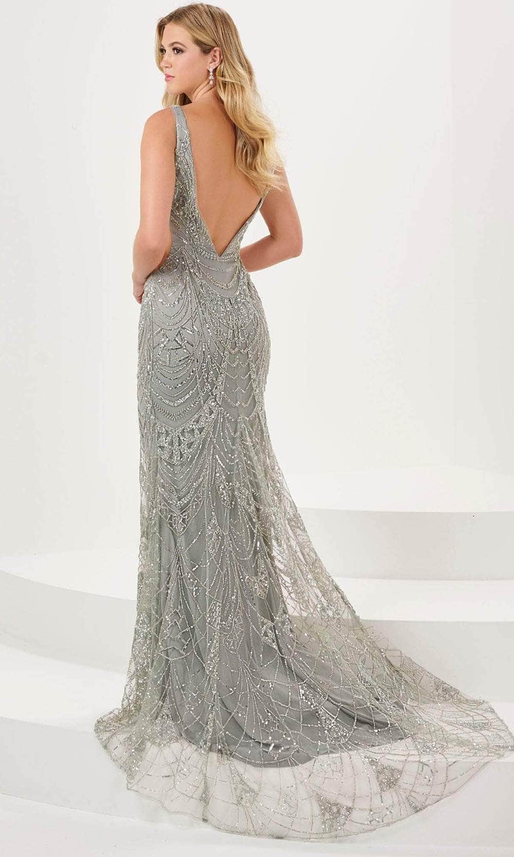 Panoply 14192 - Plunging Embellished Evening Gown Evening Dresses