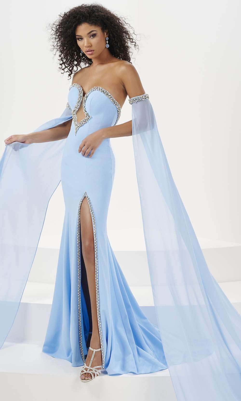 Panoply 14194 - Crystal Trim Sweetheart Evening Gown Evening Gown 0 / Sky