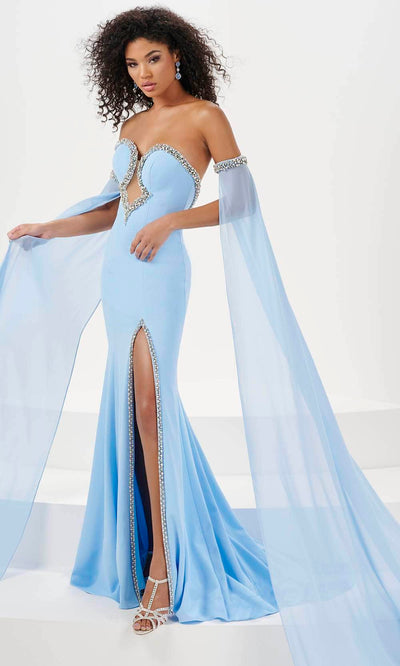 Panoply 14194 - Crystal Trim Sweetheart Evening Gown Evening Gown 0 / Sky