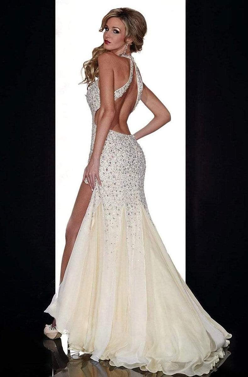 Panoply - 14606 Crystal Speckled Halter Trumpet Gown Special Occasion Dress