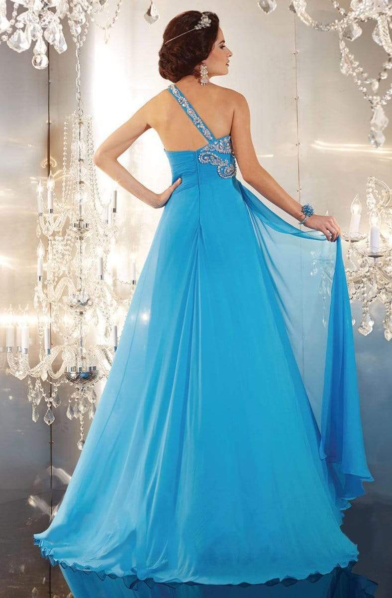 Panoply - 14622 Glittering Rhinestones and Beads Embellished One Shoulder Silky Chiffon Long Gown Special Occasion Dress