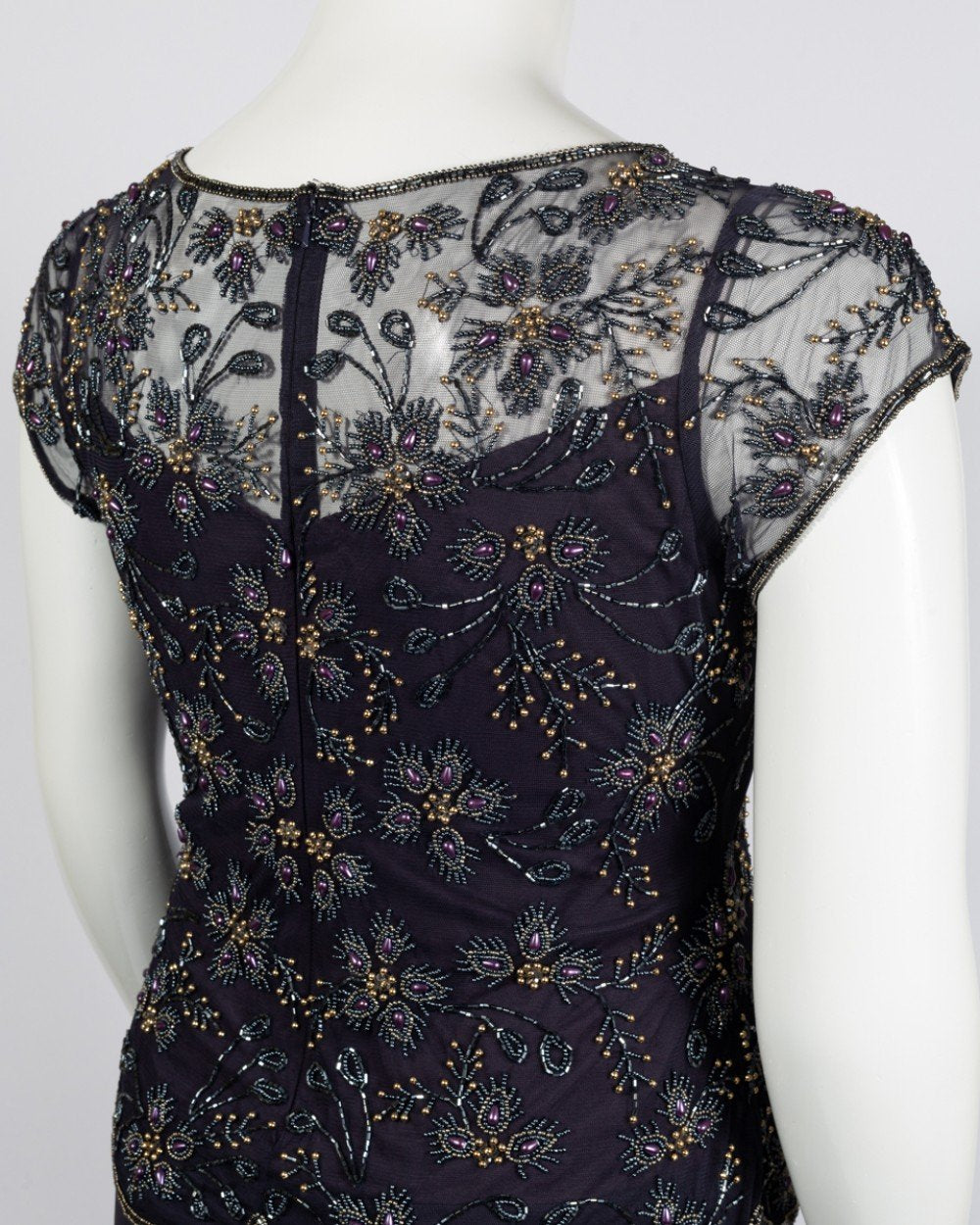 Pisarro Nights - D1716 Beaded Scoop Neck Sheath Dress In Purple